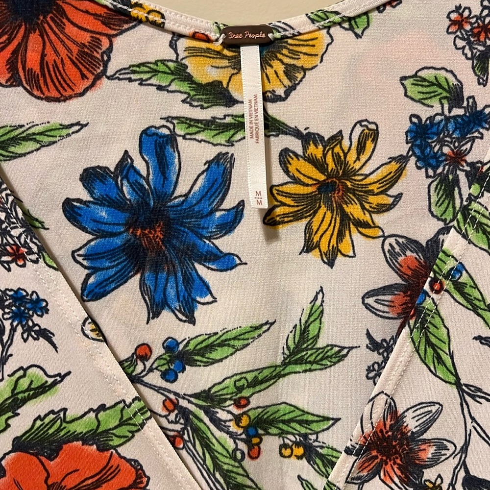 Free People Floral Blouse with Flare Sleeves